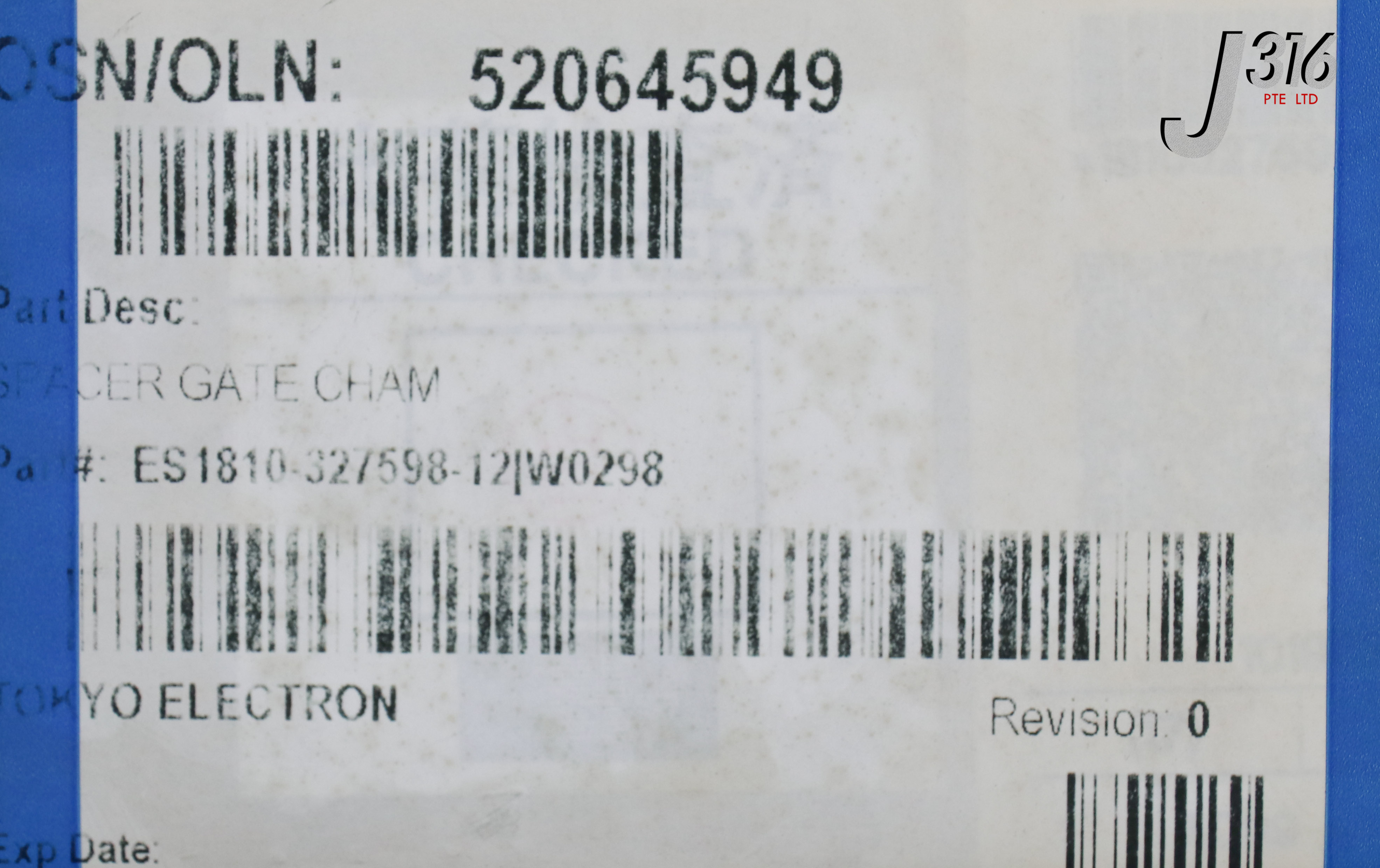 24334 TEL SPACER, GATE, CHAM SCCM85 RAMTRON TEL TOOL (NEW) ES1810